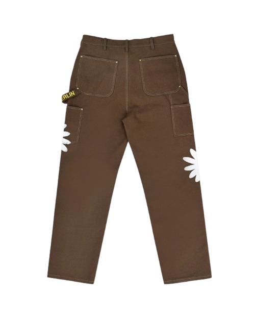 HAND PAINTED FLOWER CITY PANTS (BROWN)