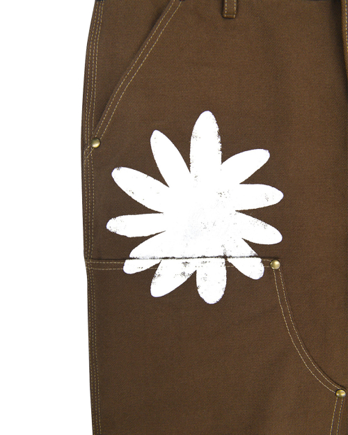 HAND PAINTED FLOWER CITY PANTS (BROWN)