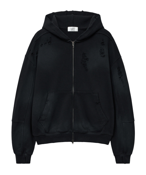 MUSINSA | LMOOD TRUNK DESTROYED HOOD ZIP-UP (2 COLOR)