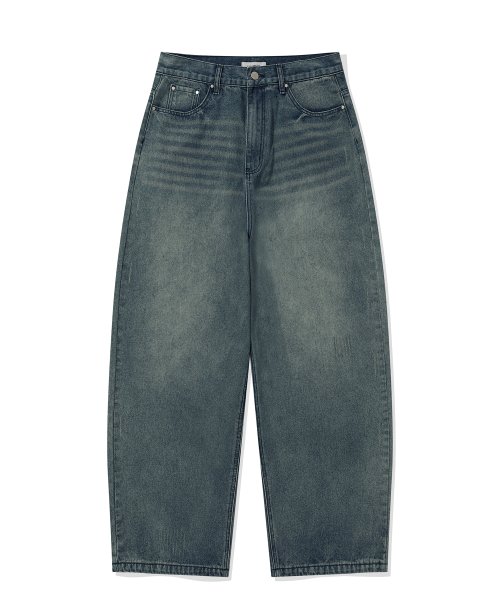 MUSINSA | FILLUMINATE Damaged washed denim pants - medium blue