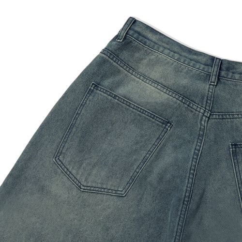 MUSINSA | FILLUMINATE Damaged washed denim pants - medium blue