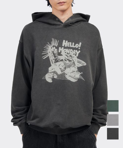 Худи с винтажным принтом Overdyed : 3 colors