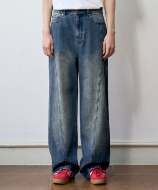 OURDAYZ アワーデイズ 夏バージョン ウェイビー カーブド ワイド デニムパンツ [ブルー] 画像 7