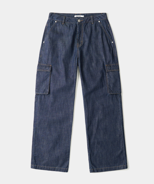 Широкие джинсы карго под лен (MEDIUM INDIGO)