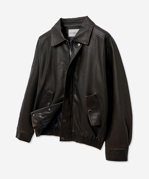 Куртка из покрытой кожи винтаж 465-3 — Black