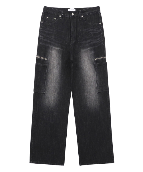 SIDE ZIPPER POCKET джинсовый - BLACK
