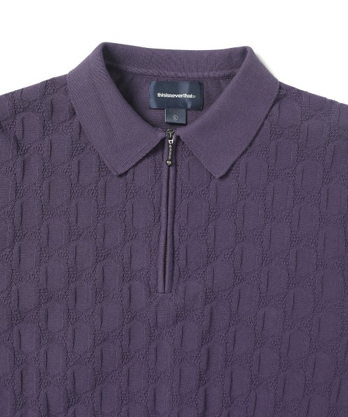 MUSINSA | thisisneverthat® Cable Knit Zip Polo Violet