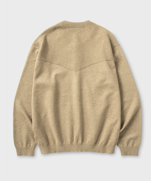Вязаный кардиган с круглым вырезом_BEIGE