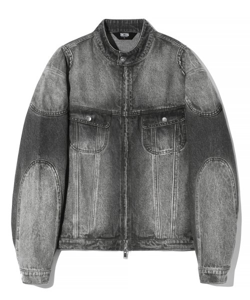 Байкерская джинсовка с эффектом потертости (LIGHT GRAY)