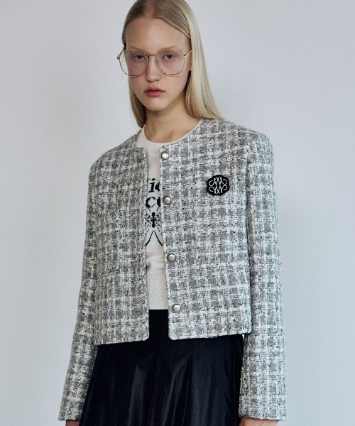 MIXED TWEED JACKET_BLUE GRAY