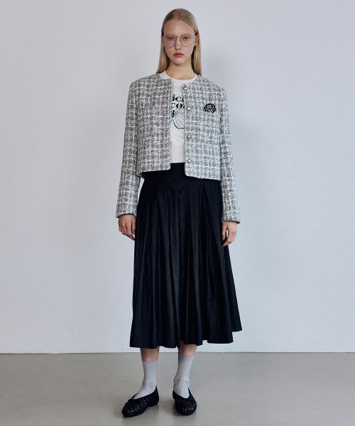 MIXED TWEED JACKET_BLUE GRAY