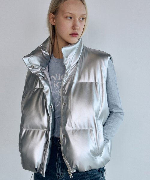 Жилет LEATHER LOGO PADDING VEST_SILVER