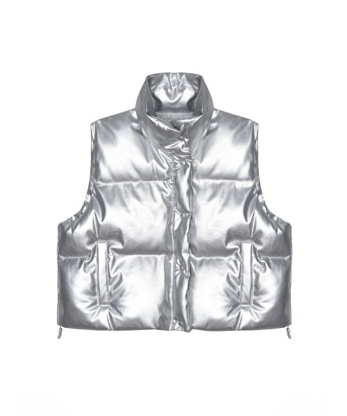 Жилет LEATHER LOGO PADDING VEST_SILVER