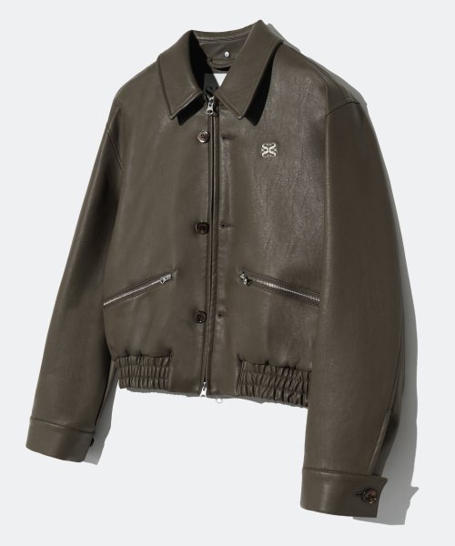 MUSINSA | SATUR Theo Vegan Leather Blouson Jacket Organic Black