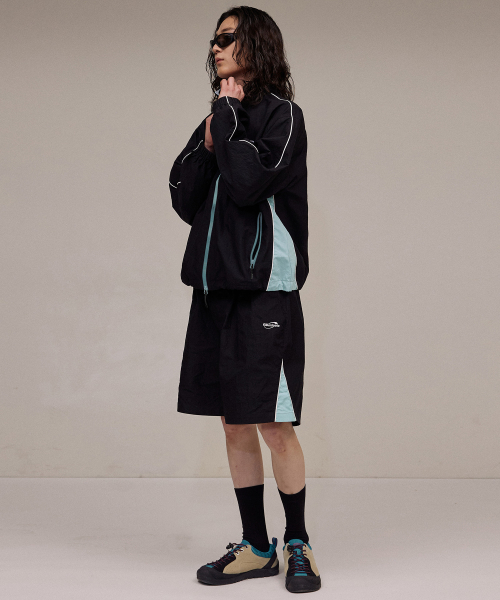 Piping Circle Logo Track Jacket-Black