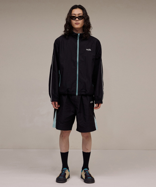 Piping Circle Logo Track Jacket-Black