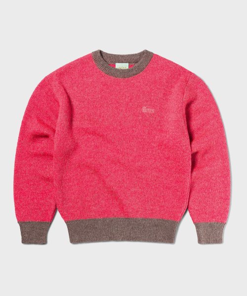 (U) Розовый пушистый мохеровый джемпер BRUSHED MOHAIR CREW NECK KNIT PINK