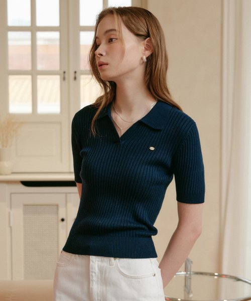 Трикотажный топ с воротником TAMIA COLLAR KNIT TOP_2colors