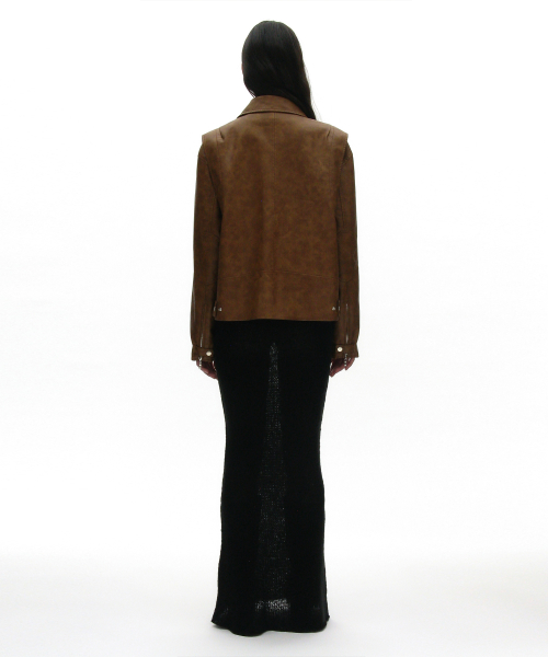 Кожаная куртка Washed Single Jacket_Camel Brown
