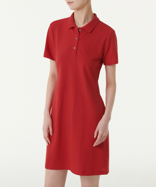 [Cooltandard] Women's Pique Polo Dress [Red] thumbnail 2