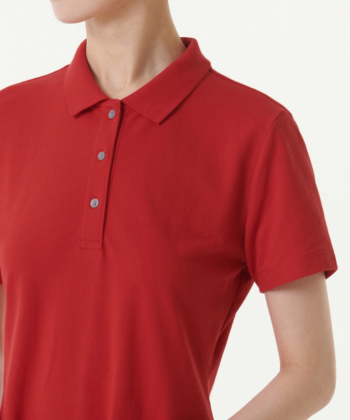 [Cooltandard] Women's Pique Polo Dress [Red] thumbnail 3
