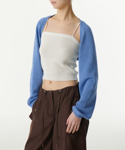 Женский кардиган-болеро Flat Yarn [Light Blue]