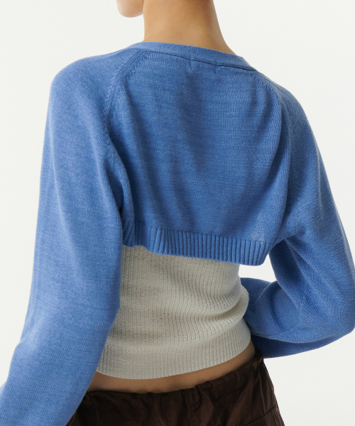 Женский кардиган-болеро Flat Yarn [Light Blue]