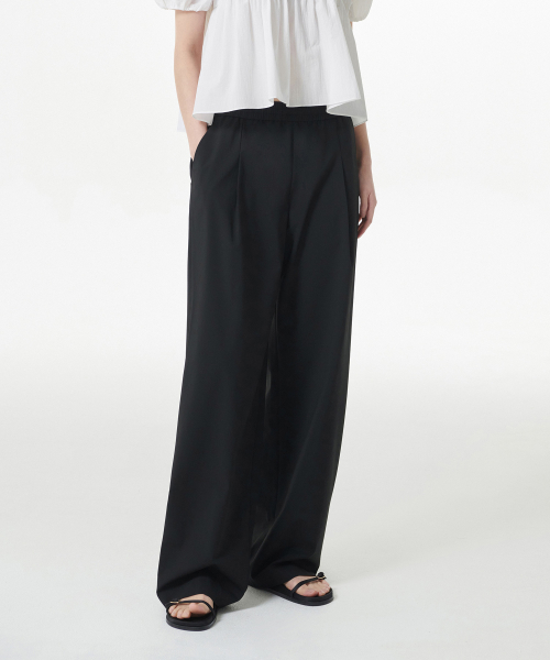 COOLTANDARD WOMENS ONE TUCK широкий BANDING SLACKS [чёрный]