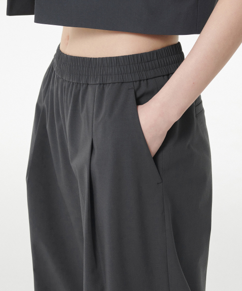 [Cooltandard] Women's One Pleat Wide Banding Slacks [Gray] thumbnail 5