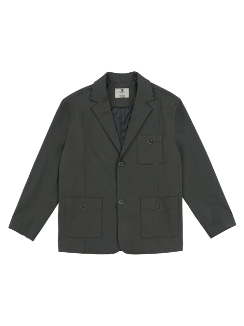 Полуоверсайз куртка на двух пуговицах New Casual CXS24SWJK208 GRY