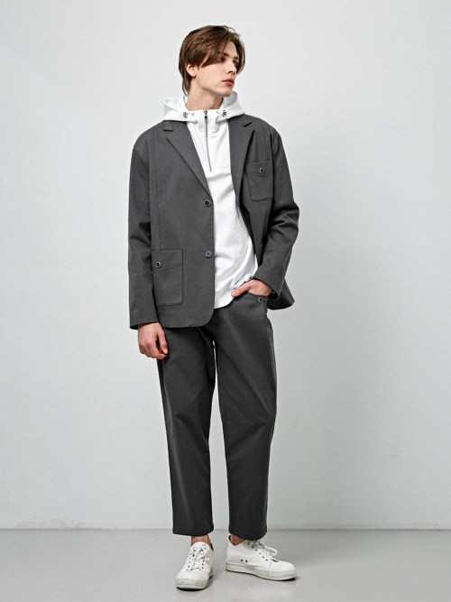 Полуоверсайз куртка на двух пуговицах New Casual CXS24SWJK208 GRY