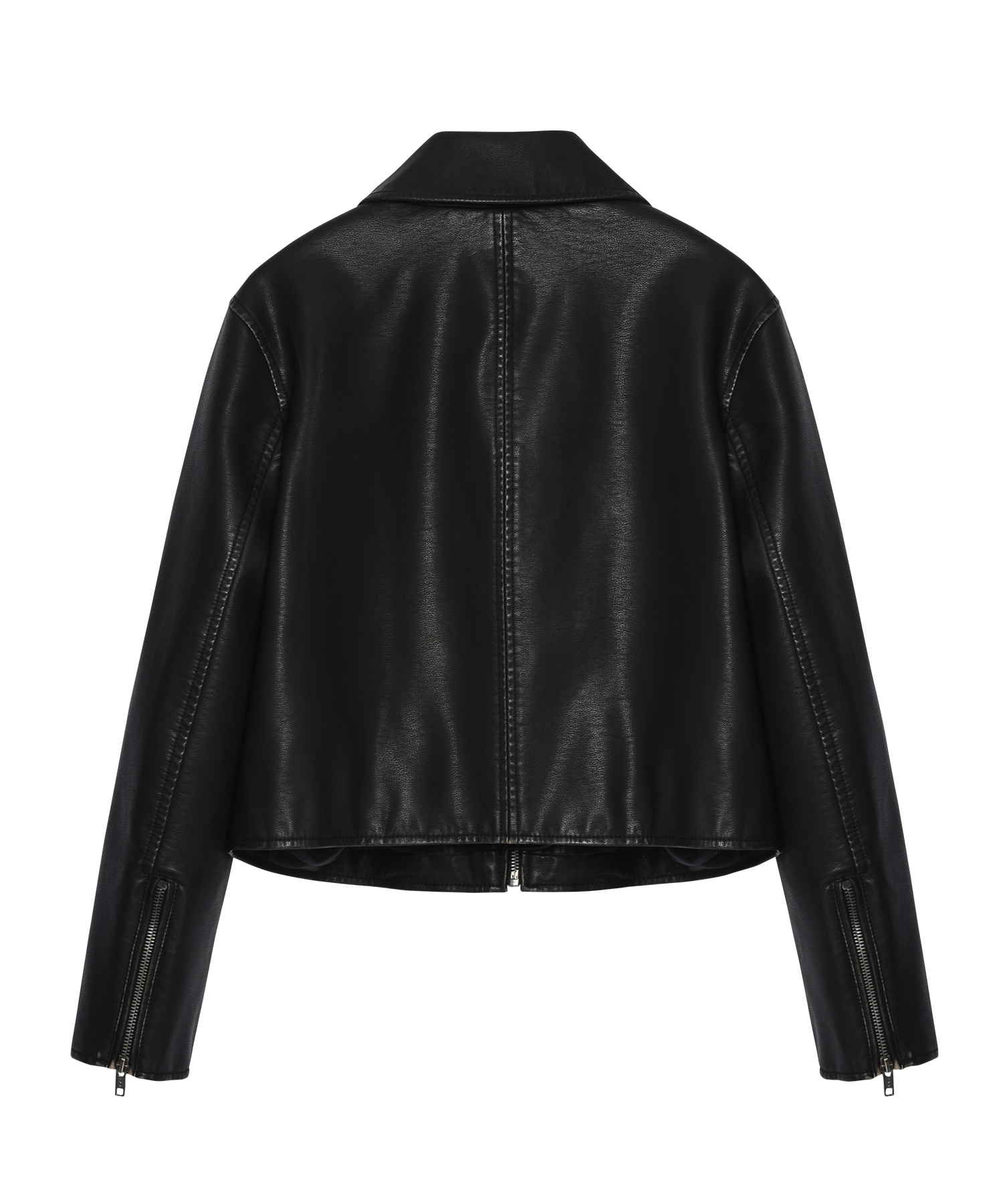 Synthetic кожаный washing cropped куртка [чёрный]