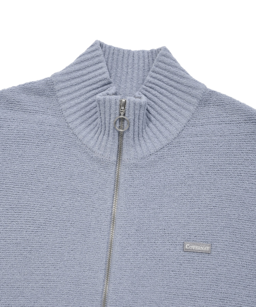 Буклированный кардиган на молнии, Light Blue