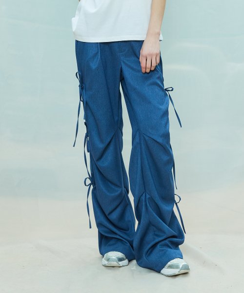 L9 RIBBON EYELET POINT брюки(синий)