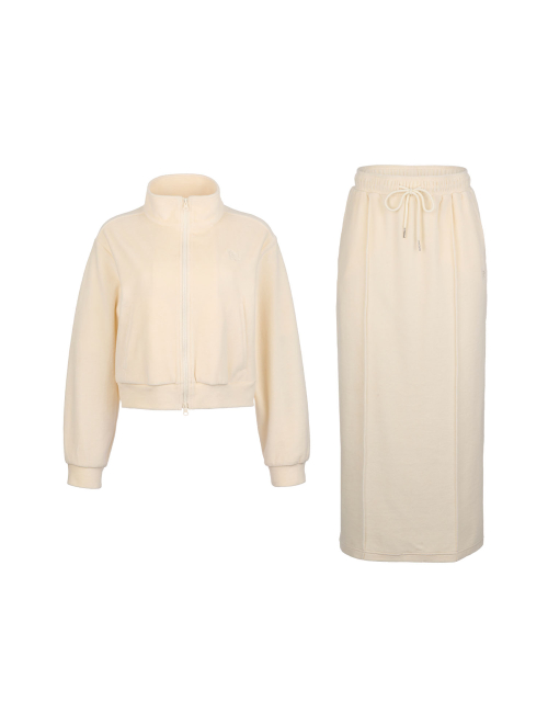 Велюровый зип-худи комплект Light Cream / WBD1L51542SET