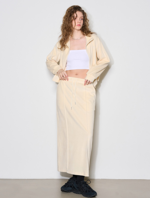 Велюровый зип-худи комплект Light Cream / WBD1L51542SET