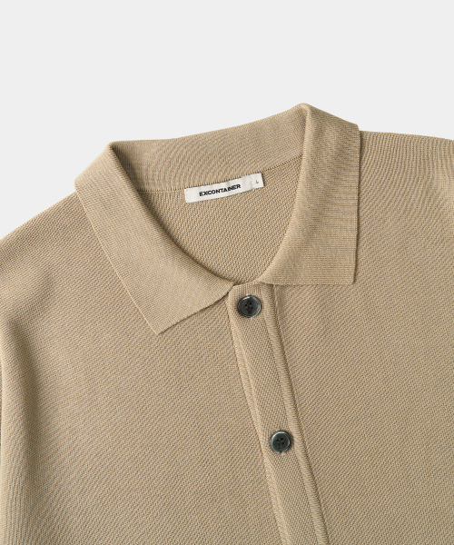 Базовый кардиган с воротником на пуговицах (BEIGE)