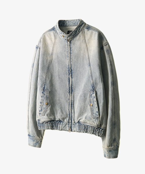 Винтажная со снэпами деним блузон-куртка джакет (BLEACHED BLUE)