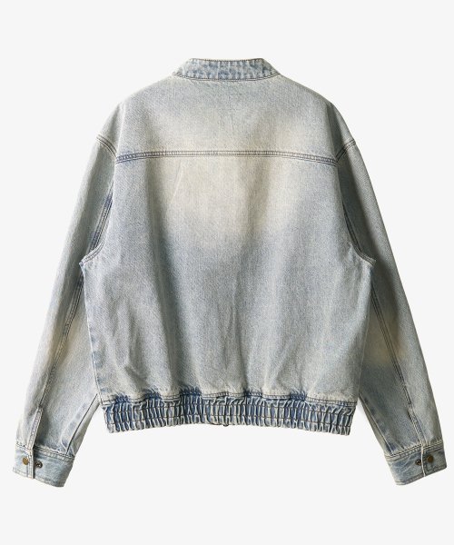 Винтажная со снэпами деним блузон-куртка джакет (BLEACHED BLUE)