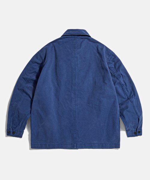 French Wide Work Jacket (Moleskin) Washed Blue