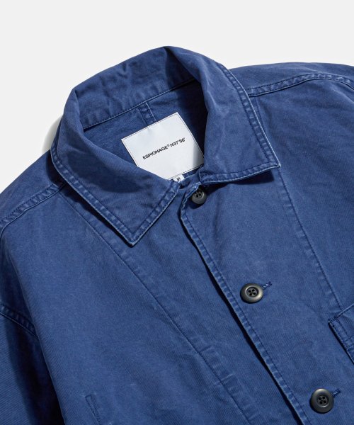 French Wide Work Jacket (Moleskin) Washed Blue
