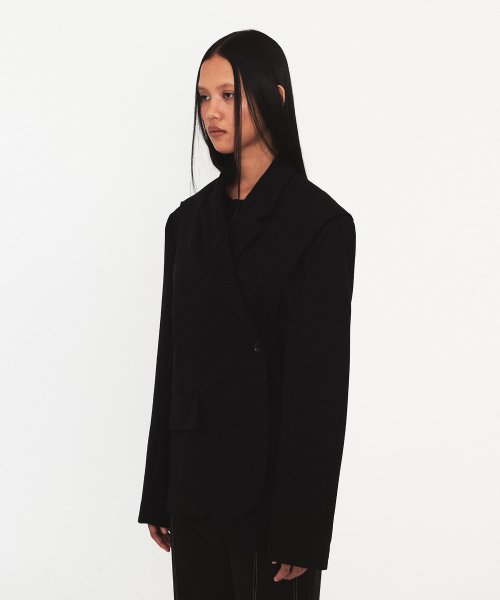 RELAXED WIDE VEST JACKET (black)