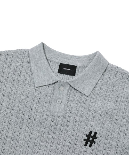 Вязаное поло с коротким рукавом Comfort Fit (Melange Grey)