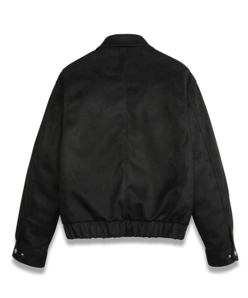 Vegan Leather Suede Crop Bomber in Black