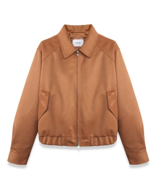 Vegan Leather Suede Crop Bomber in Camel