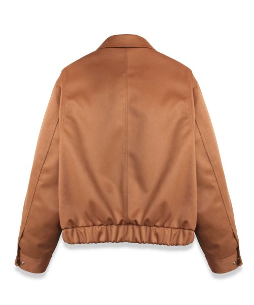 Vegan Leather Suede Crop Bomber in Camel