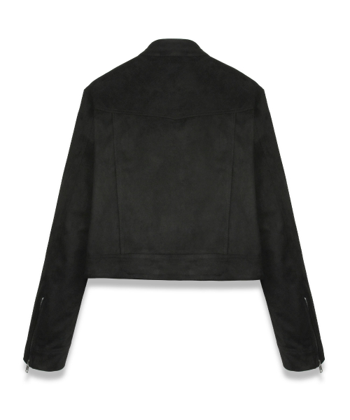 Vegan Leather Suede Racer Jacket in Black