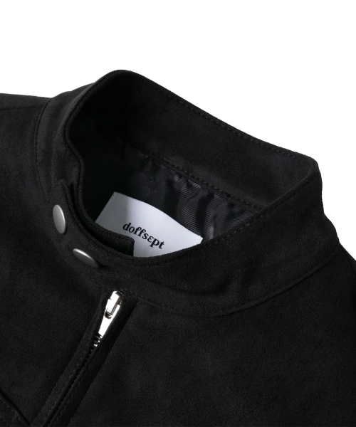 Vegan Leather Suede Racer Jacket in Black