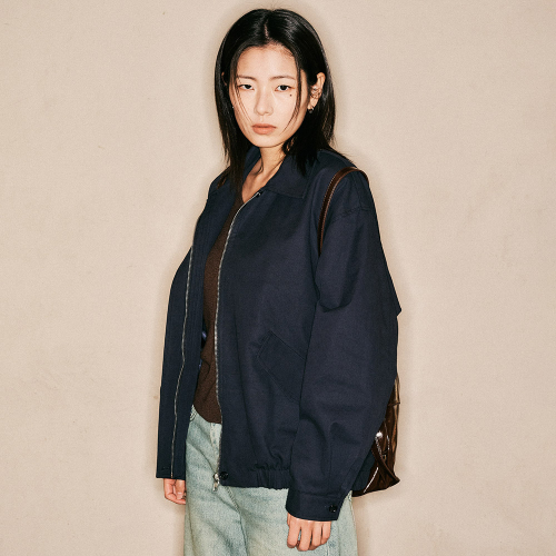 AR_Soft Cotton Collar Blouson jacket_NAVY