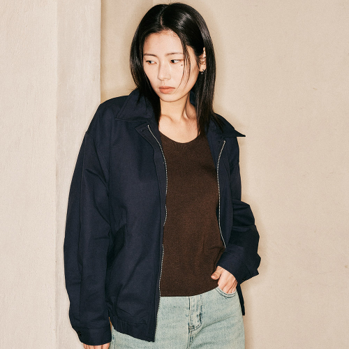 AR_Soft Cotton Collar Blouson jacket_NAVY